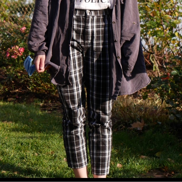 Monochrome plaid straight leg pants - Picture 3 of 4